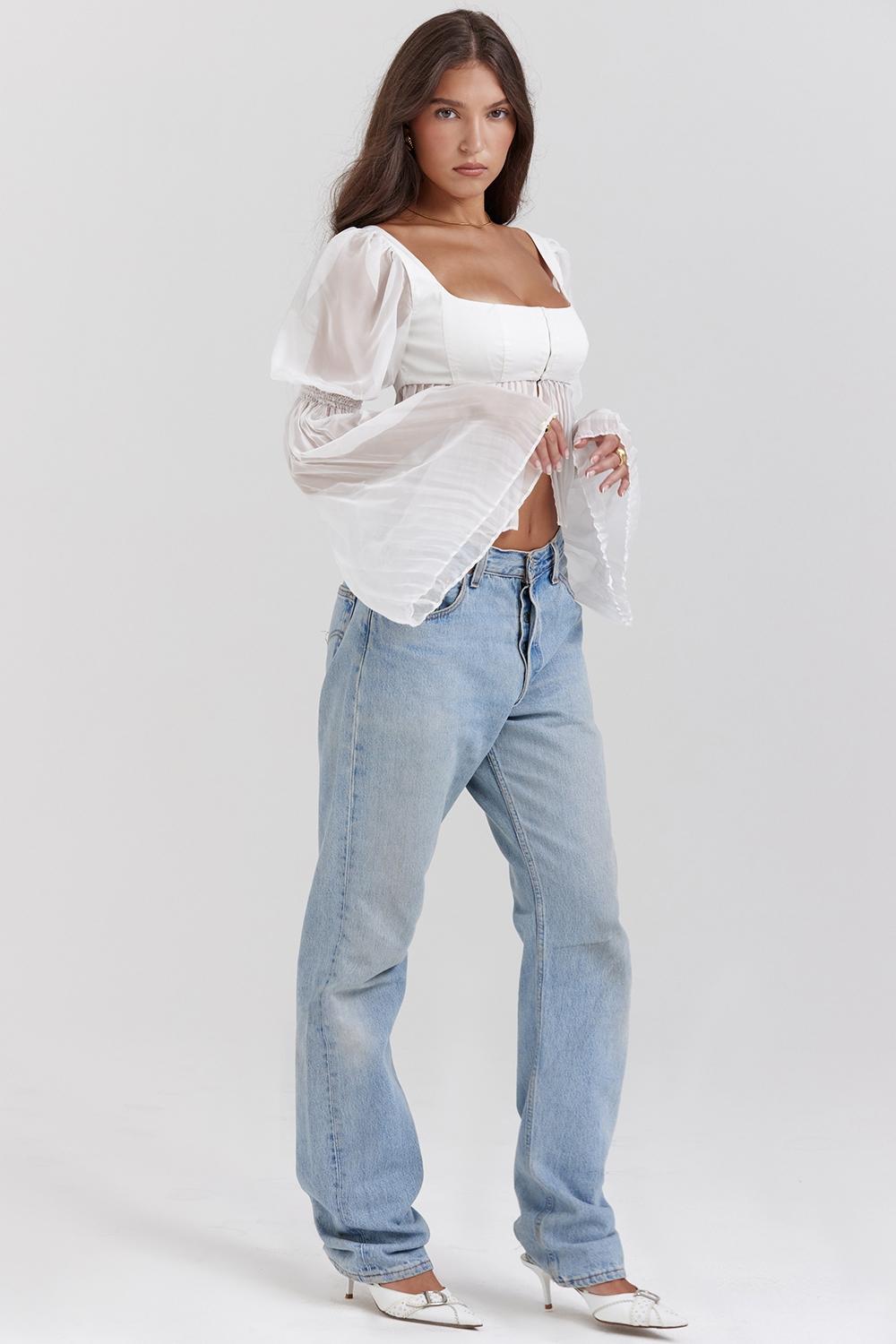 Lucie  white pleated top Product Image