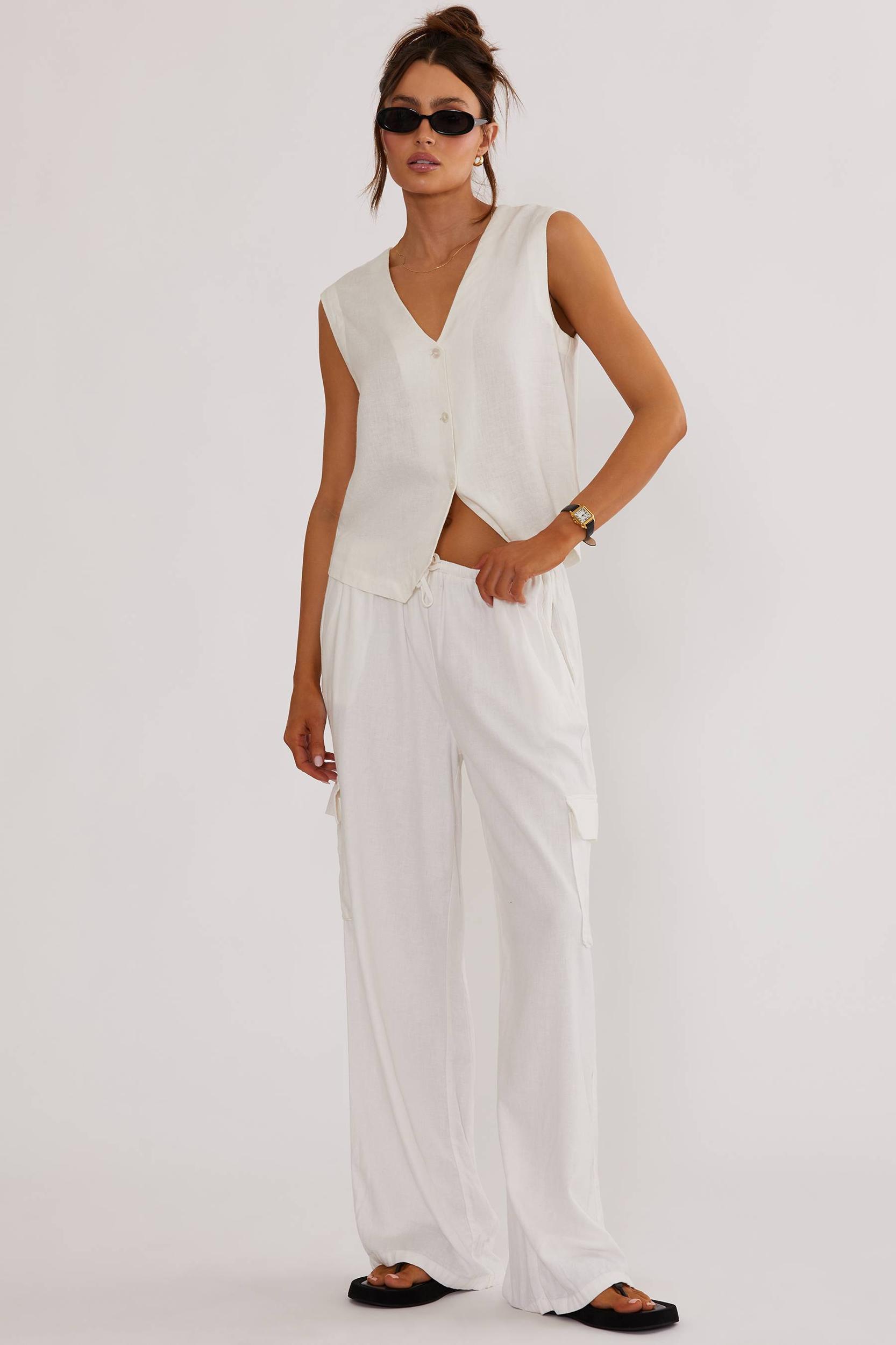 Amara Pant White Linen Product Image