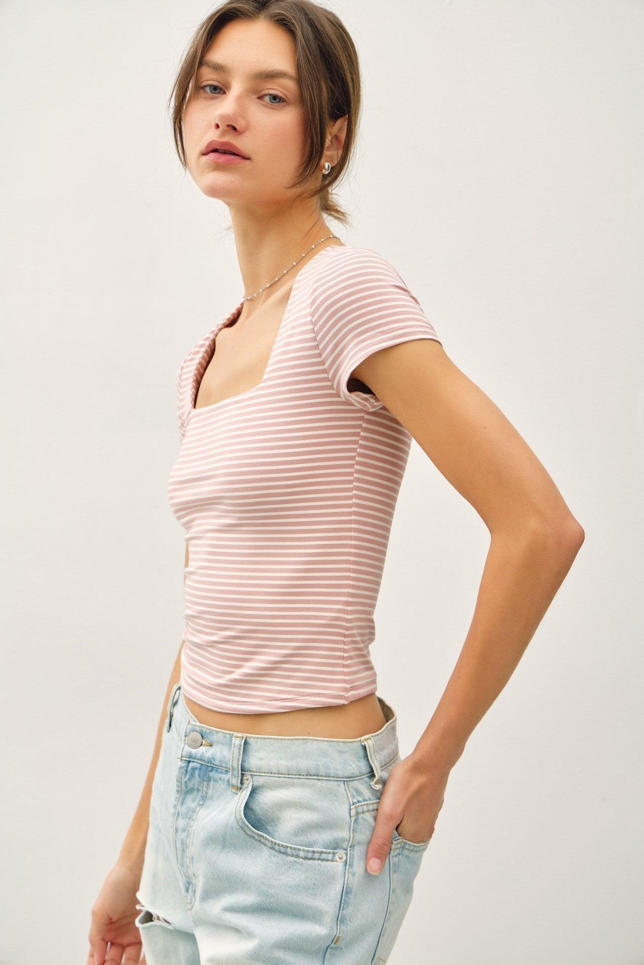 UB BASICS: SWEETEST SOUL STRIPED TOP Product Image