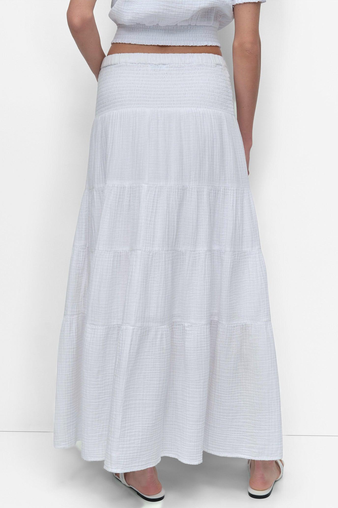 SMOCKED WAIST MIDI SKIRT Product Image