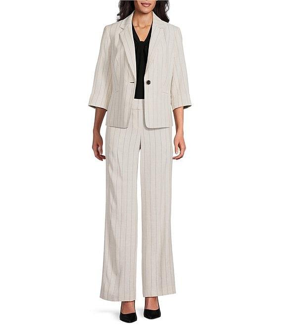 Kasper Pinstripe Notch Collar One-Button Jacket Product Image