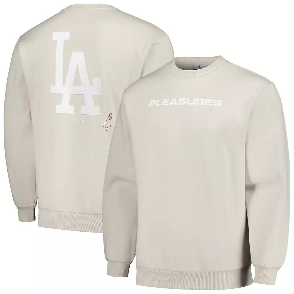 Men's PLEASURES Gray Los Angeles Dodgers Ballpark Pullover Sweatshirt, Size: Small, Grey Product Image