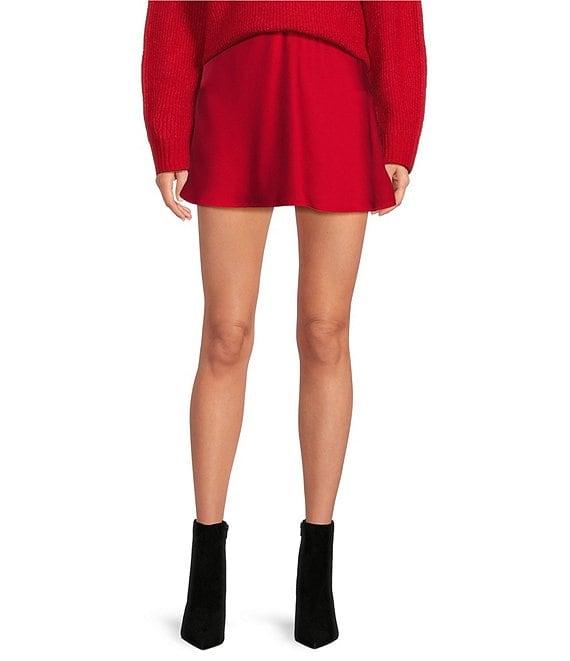 Gianni Bini Charlie Satin High Rise A-Line Slip Mini Skirt Product Image