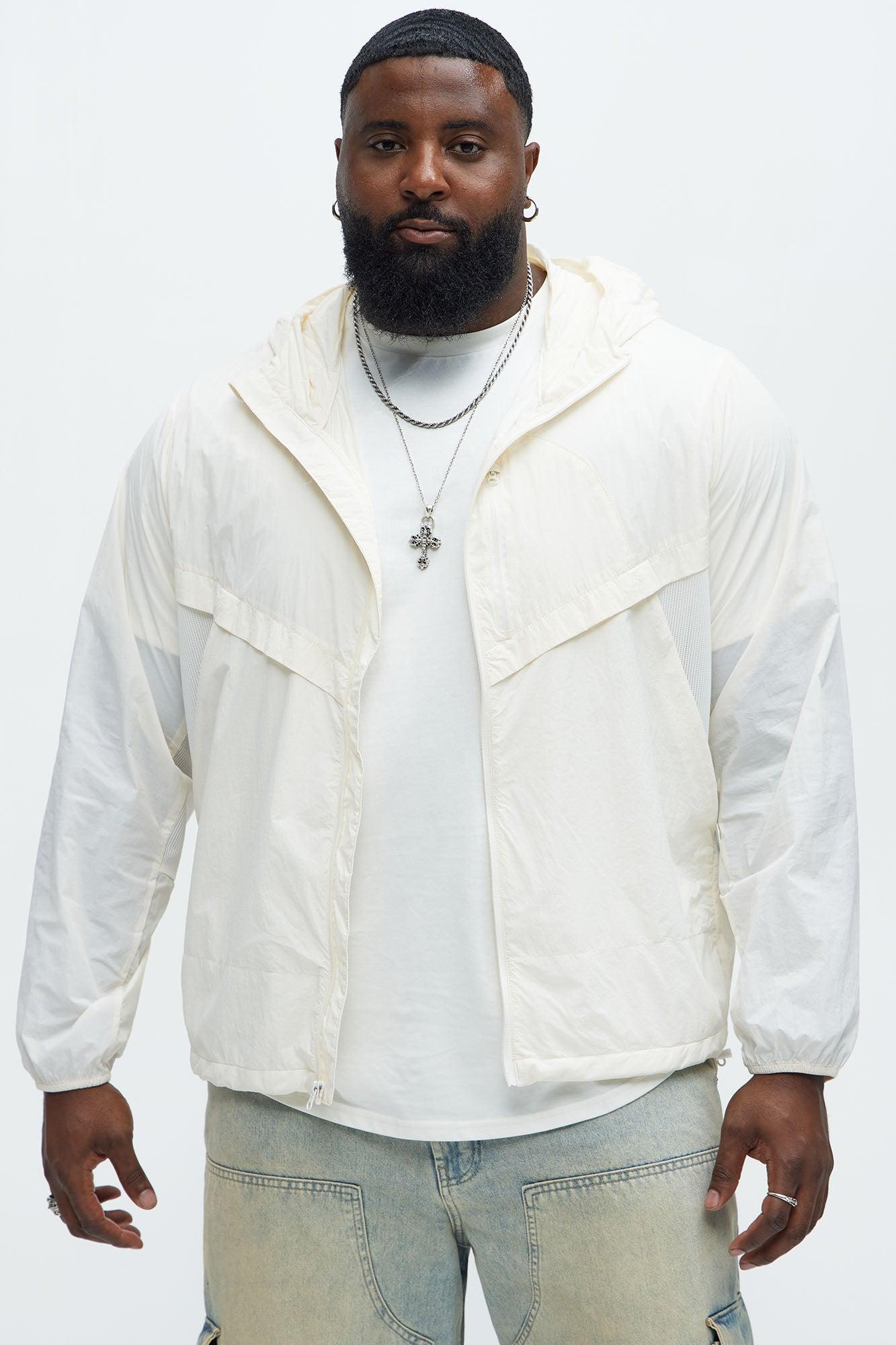 Mesh Panel Nylon Jacket - Off White Product Image