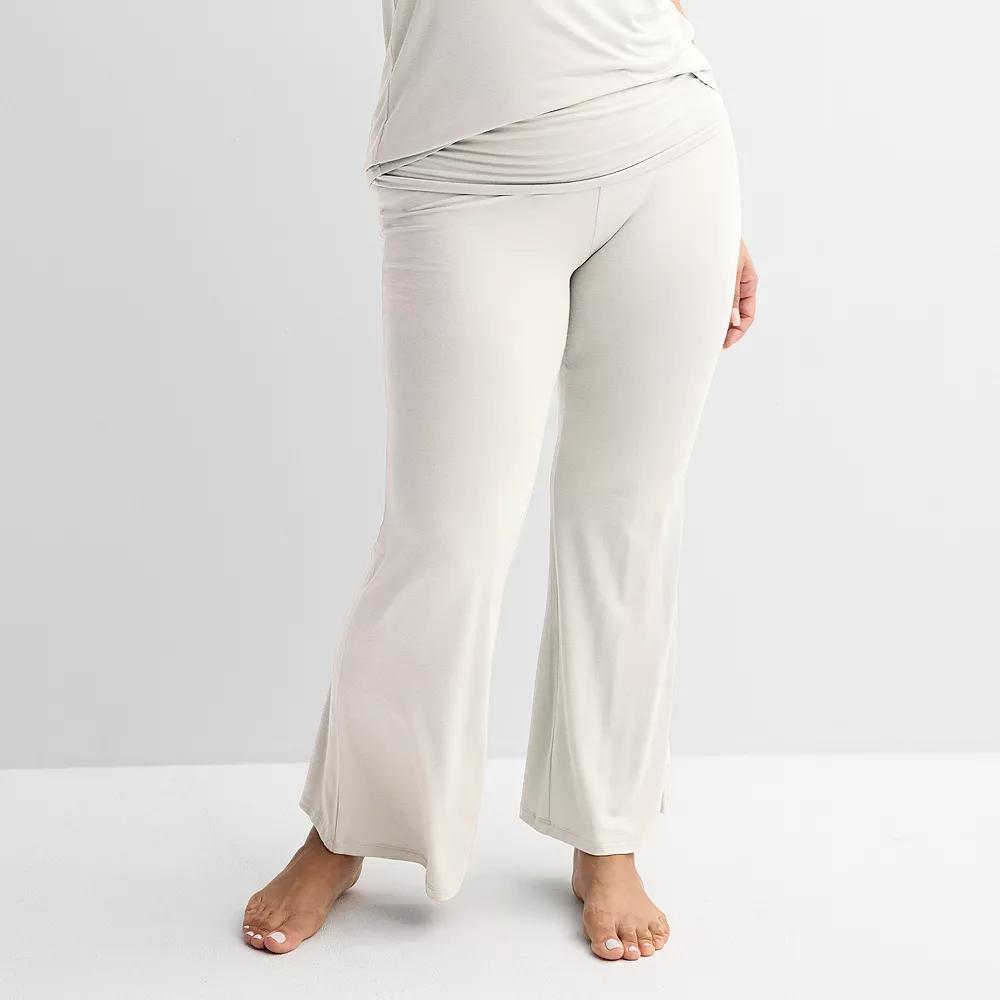 Plus Size Sonoma Goods For Life® Fold Over Sleep Pants, Women's, Size: 1XL, Ivory Silk Product Image
