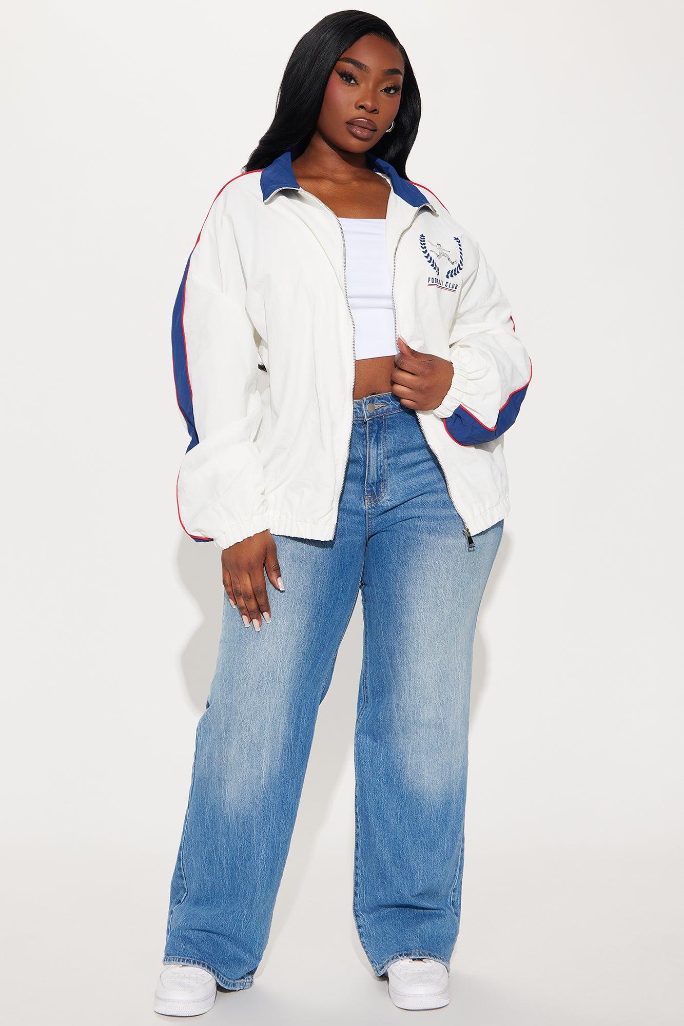 Player One Sporty Oversized Windbreaker - White/combo Product Image