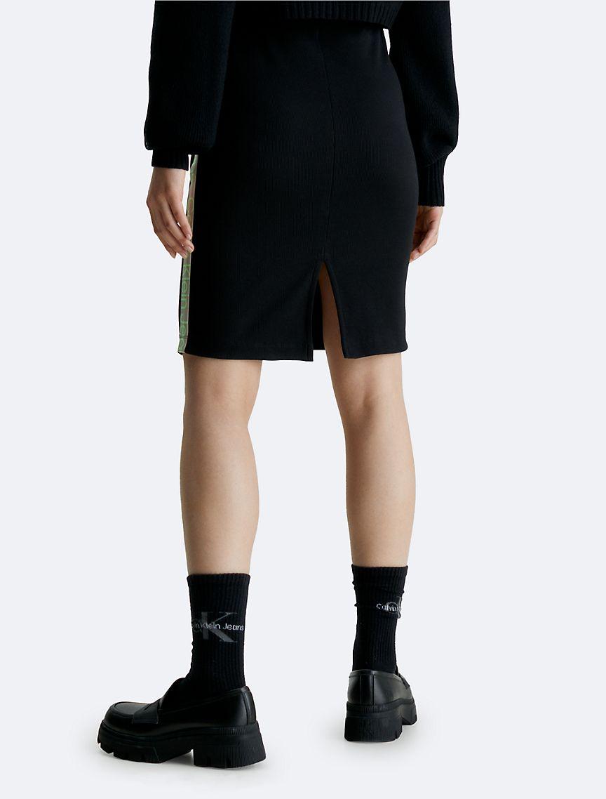 Slim Ribbed Logo Tape Skirt Product Image