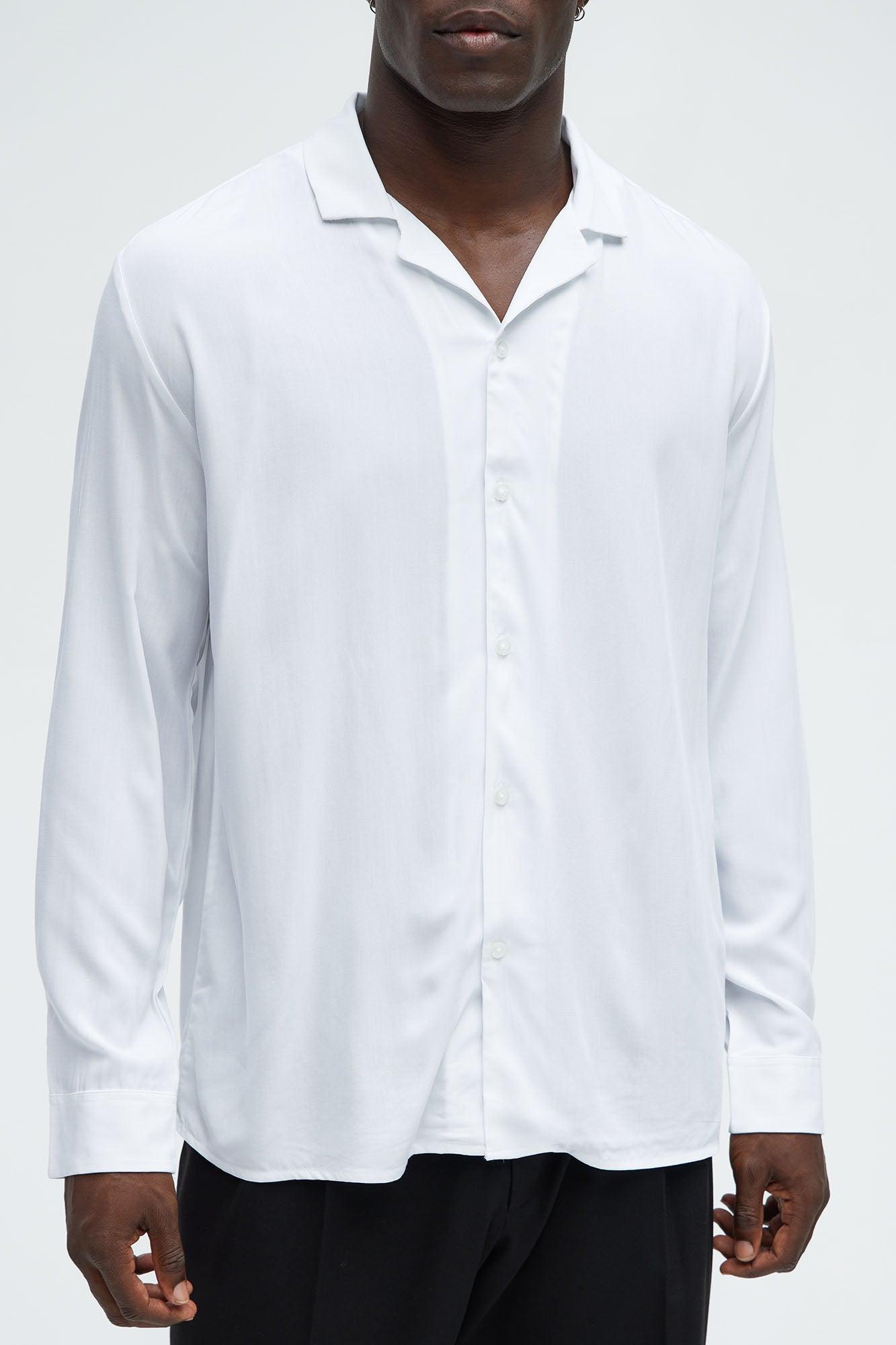Dawson Relaxed Long Sleeve Button Up Shirt - White Product Image