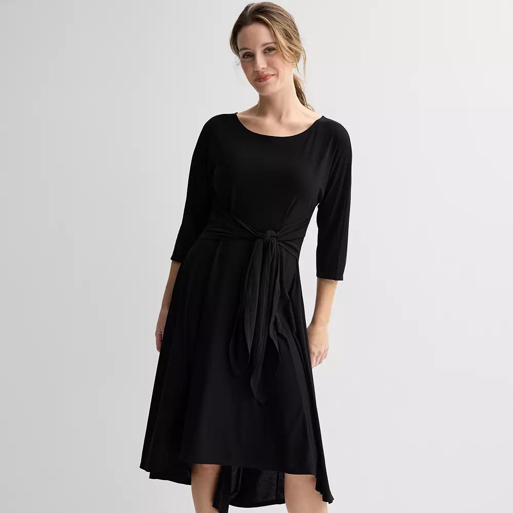 Women's Robbie Bee Elbow Sleeve Midi Dress, Size: Medium, Black Product Image