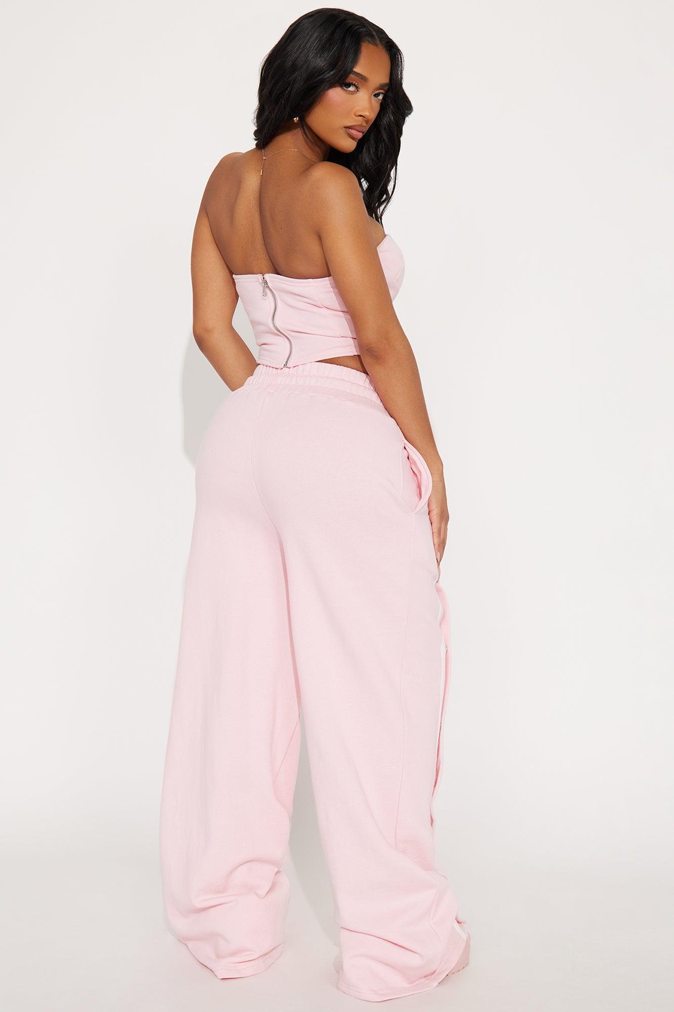 Sara Fleece Track Pant Set - Pink Product Image