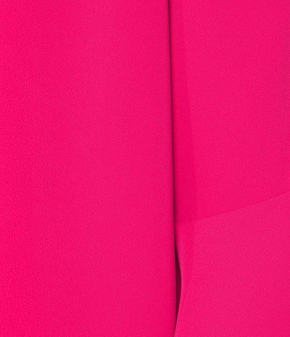 Caroline Rose Julia Matte Crepe Crew Neck 3/4 Ruffled Sleeve High-Low Hem Top Product Image