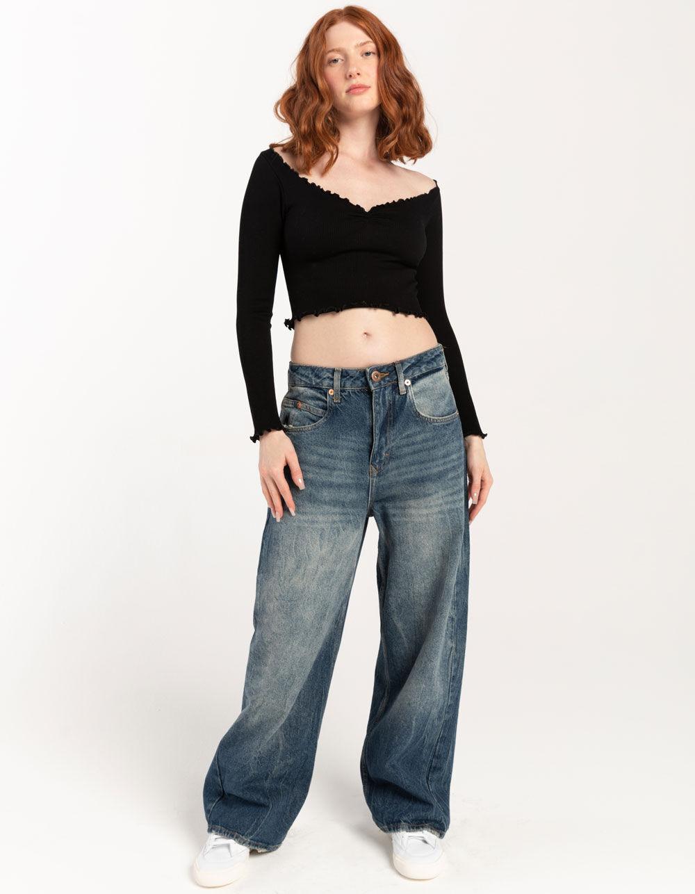 BDG Urban Outfitters Seamless Elise Womens Long Sleeve Top - BLACK Product Image