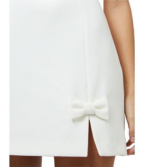 French Connection Whisper Square Neck Sleeveless Bow Slit Mini Dress Product Image