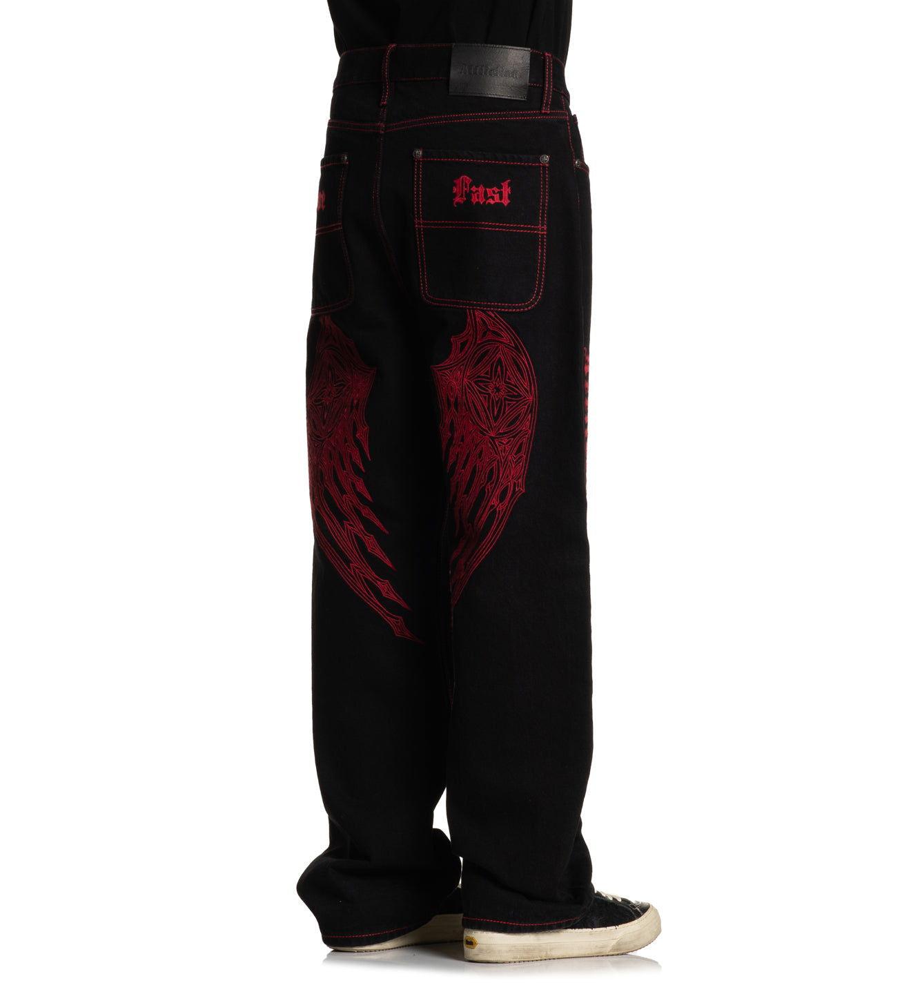 Wide Leg Wings Jeans Male Product Image