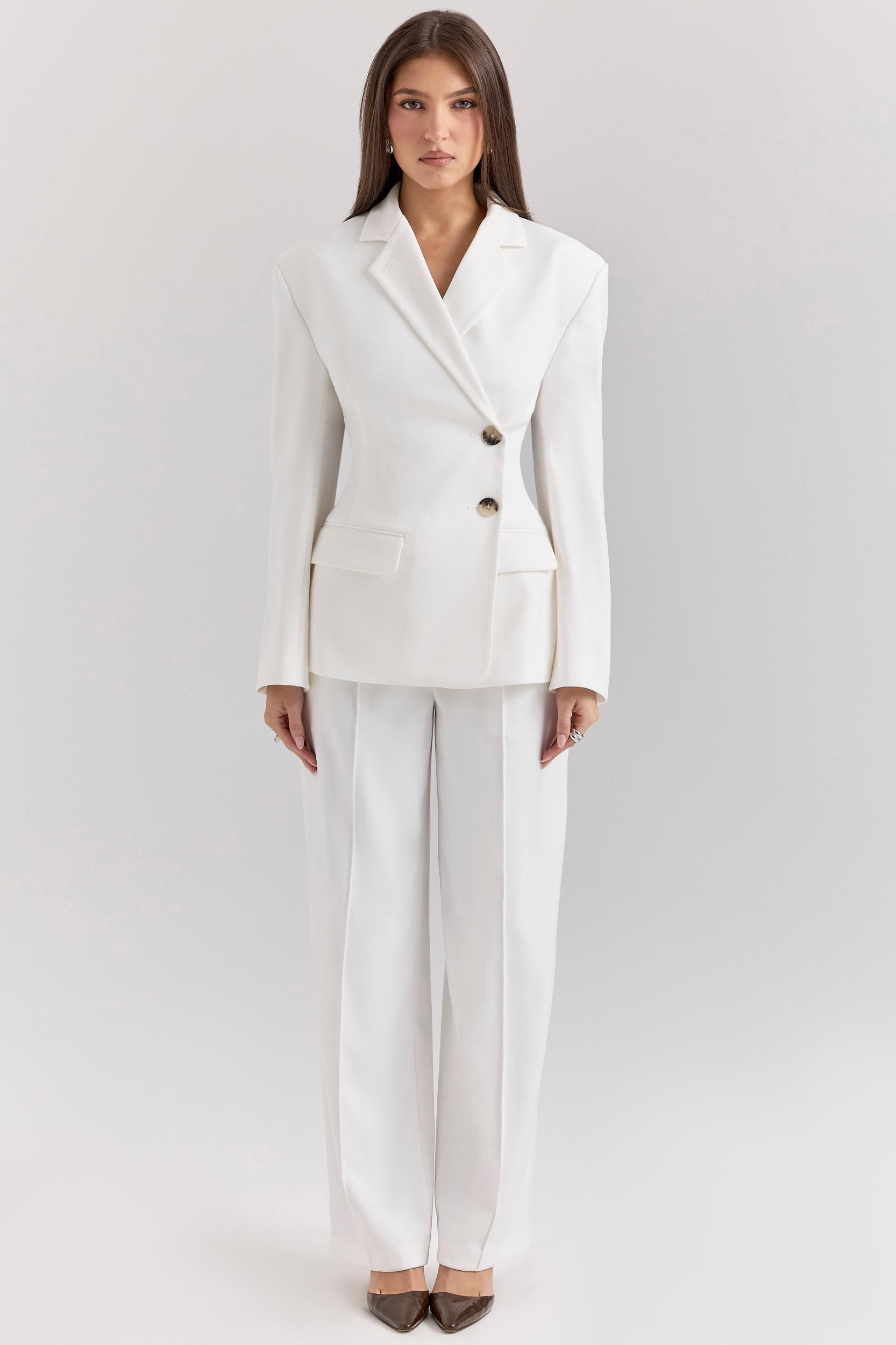 Hayden  white wide leg high waist tailored trousers Product Image