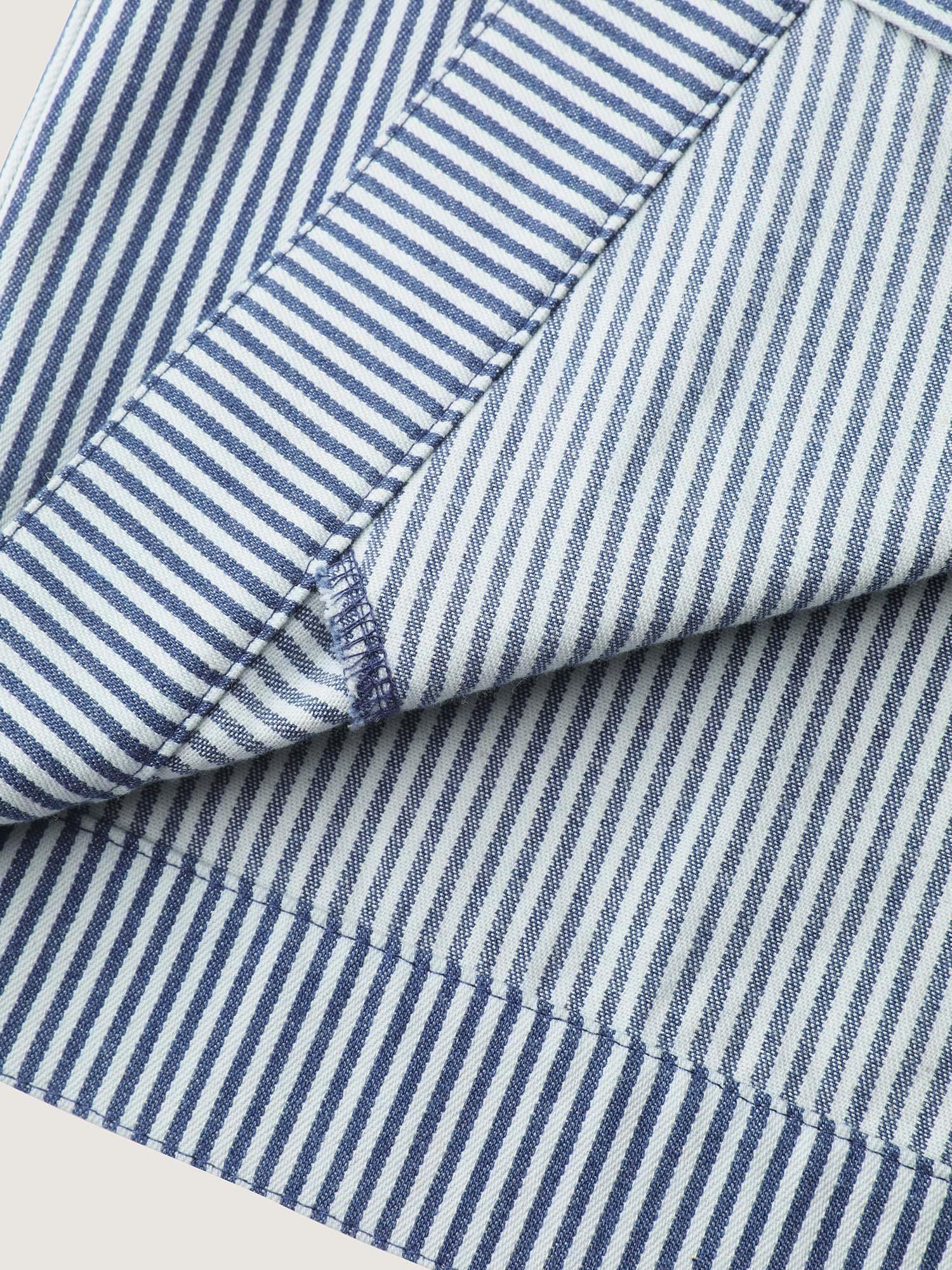 Denim Stripe Zipper-Front Jacket Female Product Image