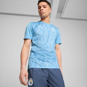 PUMA Manchester City Pre-Match Men's Short Sleeve Jersey in Team Light Blue/White Product Image