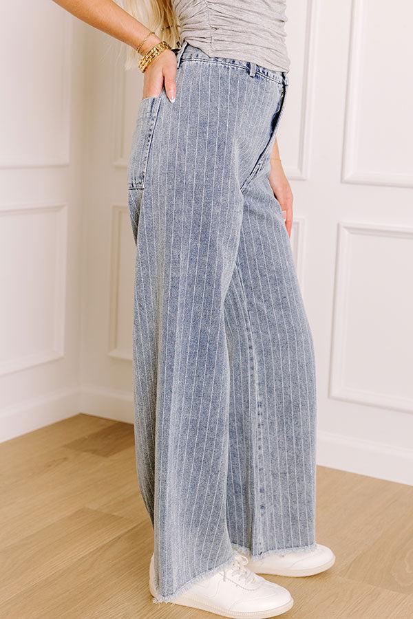 The Brinley Midrise Wide Leg Stripe Jean Product Image