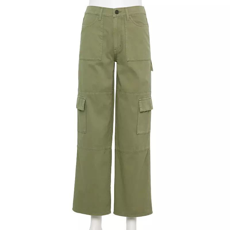 Juniors' SO® High-Rise Wide Leg Cargo Pants, Girl's, Size: XL, Drew Green Product Image