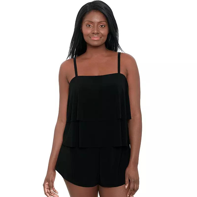 Women's Trimshaper Roxy Romper Swimsuit, Size: 16, Black Product Image