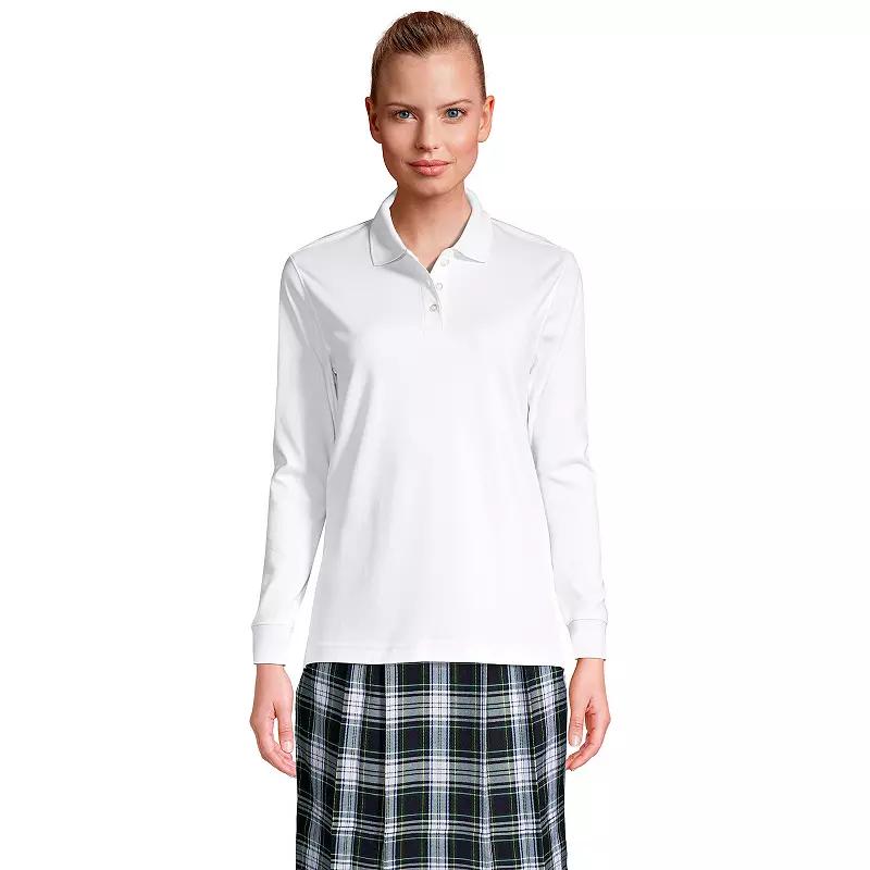 Women's Tall Lands' End School Uniform Long Sleeve Interlock Polo,  Product Image