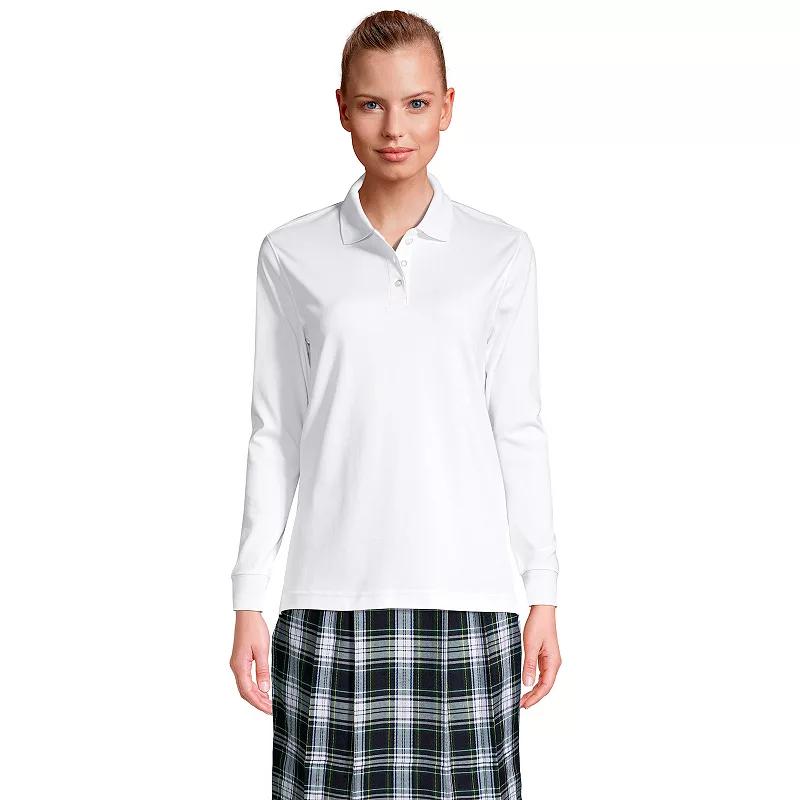 Women's Tall Lands' End School Uniform Long Sleeve Interlock Polo,  Product Image