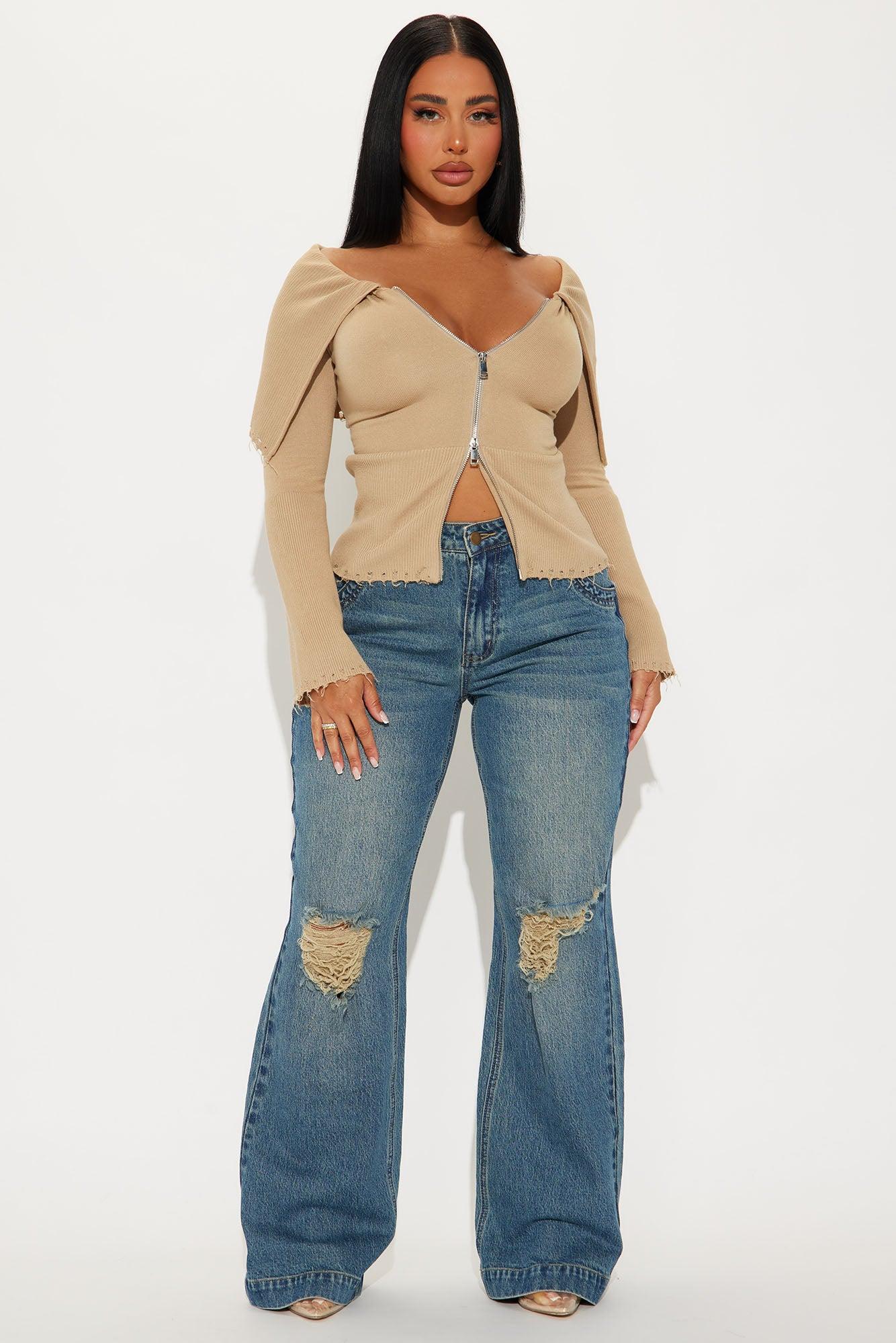 Rylee Off Shoulder Cardigan - Taupe Product Image