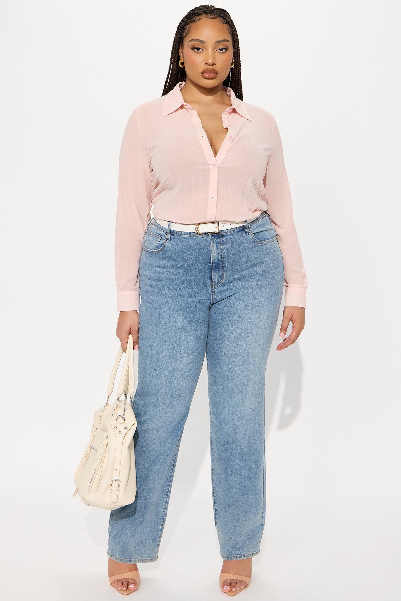 Royal Romance Pleated Chiffon Shirt - Blush Female Product Image