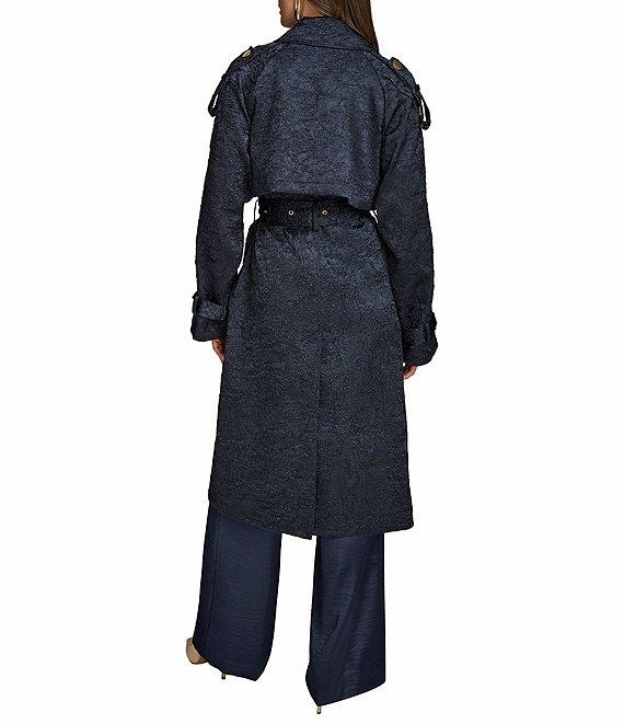 Donna Karan Crushed Satin Notch Lapel Belted Trench Coat Product Image