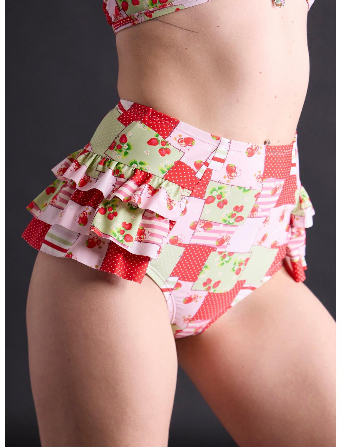 Strawberry Shortcake Patchwork High-Waisted Swim Bottoms Product Image