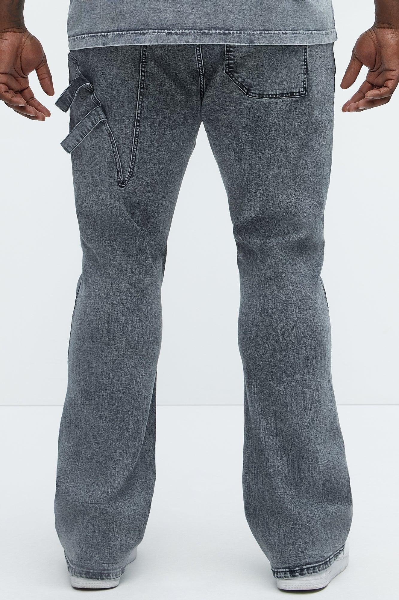 Daly Asymmetrical Stacked Slim Flare Jeans - Grey Product Image