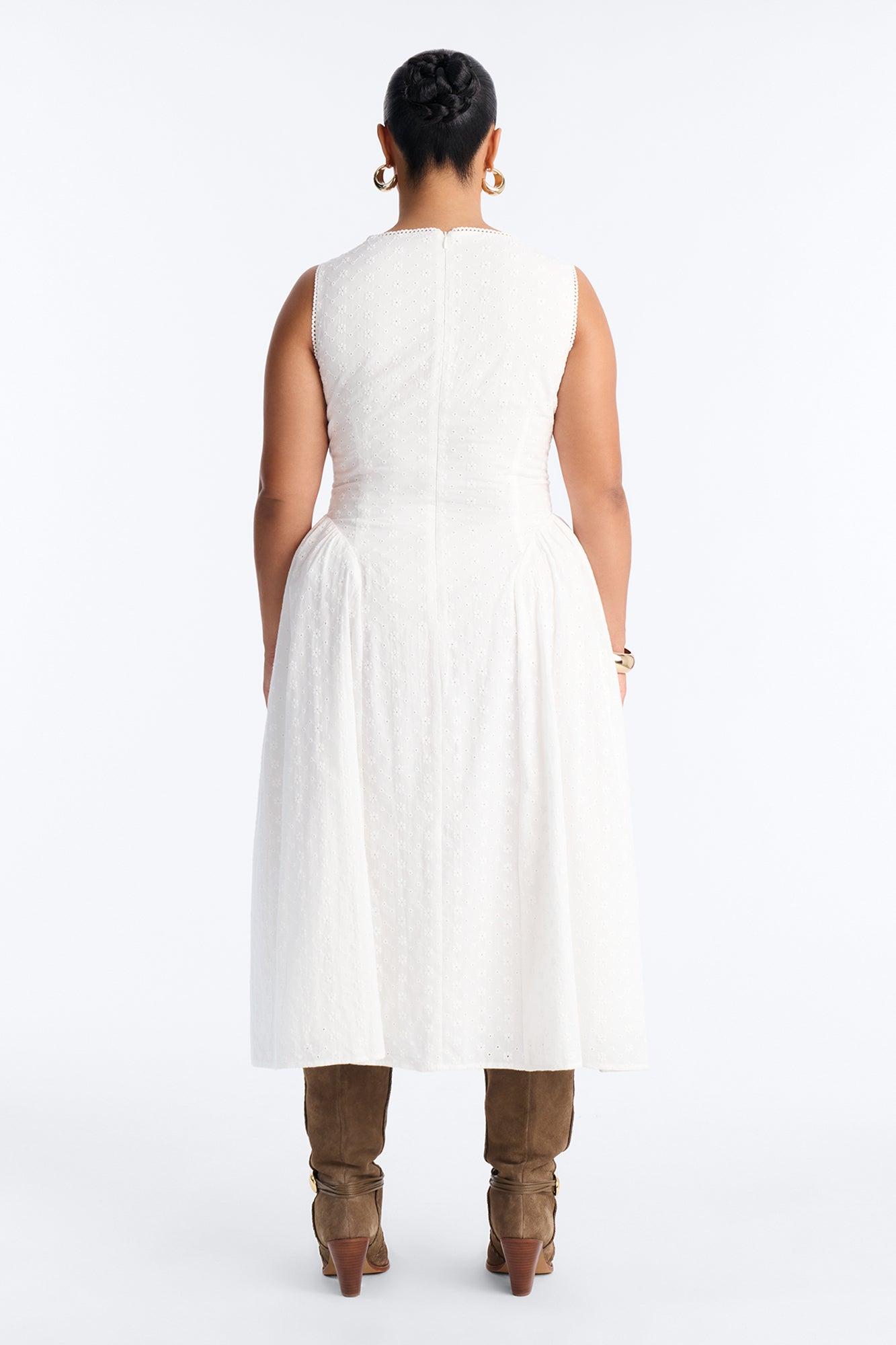 Sweet Pea Eyelet Midi Dress - White Female Product Image