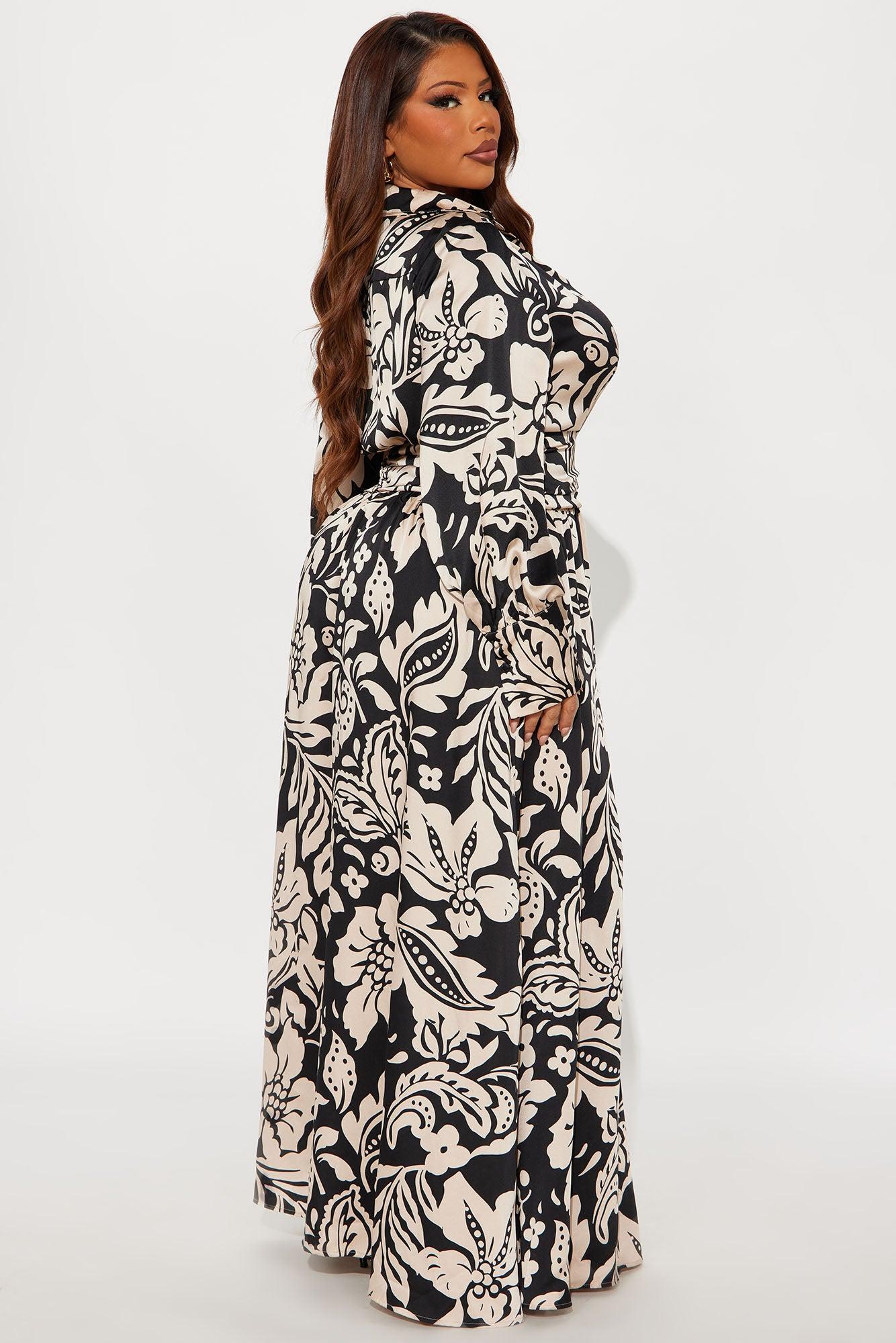Alison Satin Floral Maxi Dress - Black/combo Female Product Image