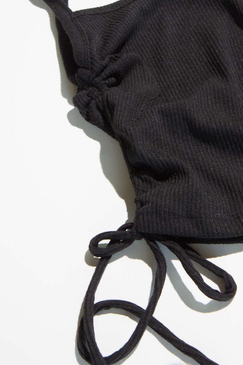 Black Ruched Side Ribbed Cami Product Image