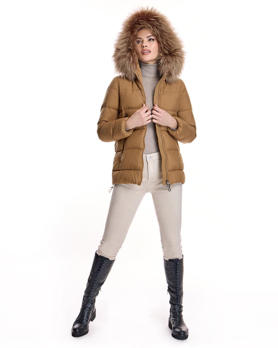 Polyester Jacket with Dyed Finn Raccoon Trimmed Hood Product Image