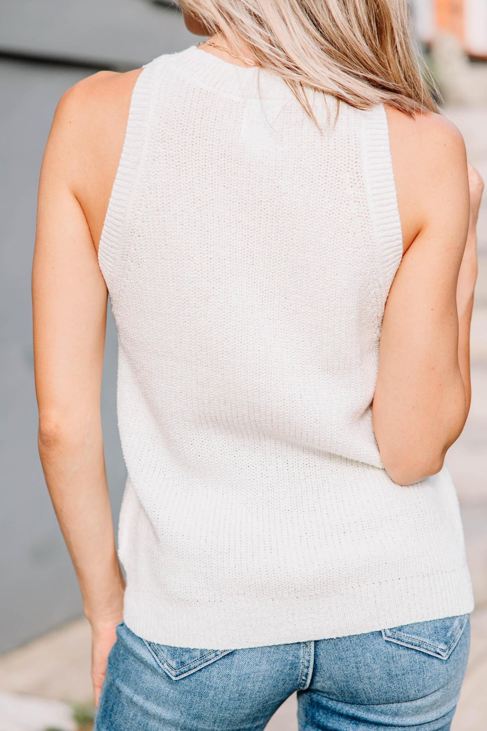 Waiting On Love Cream White Sweater Tank Female Product Image