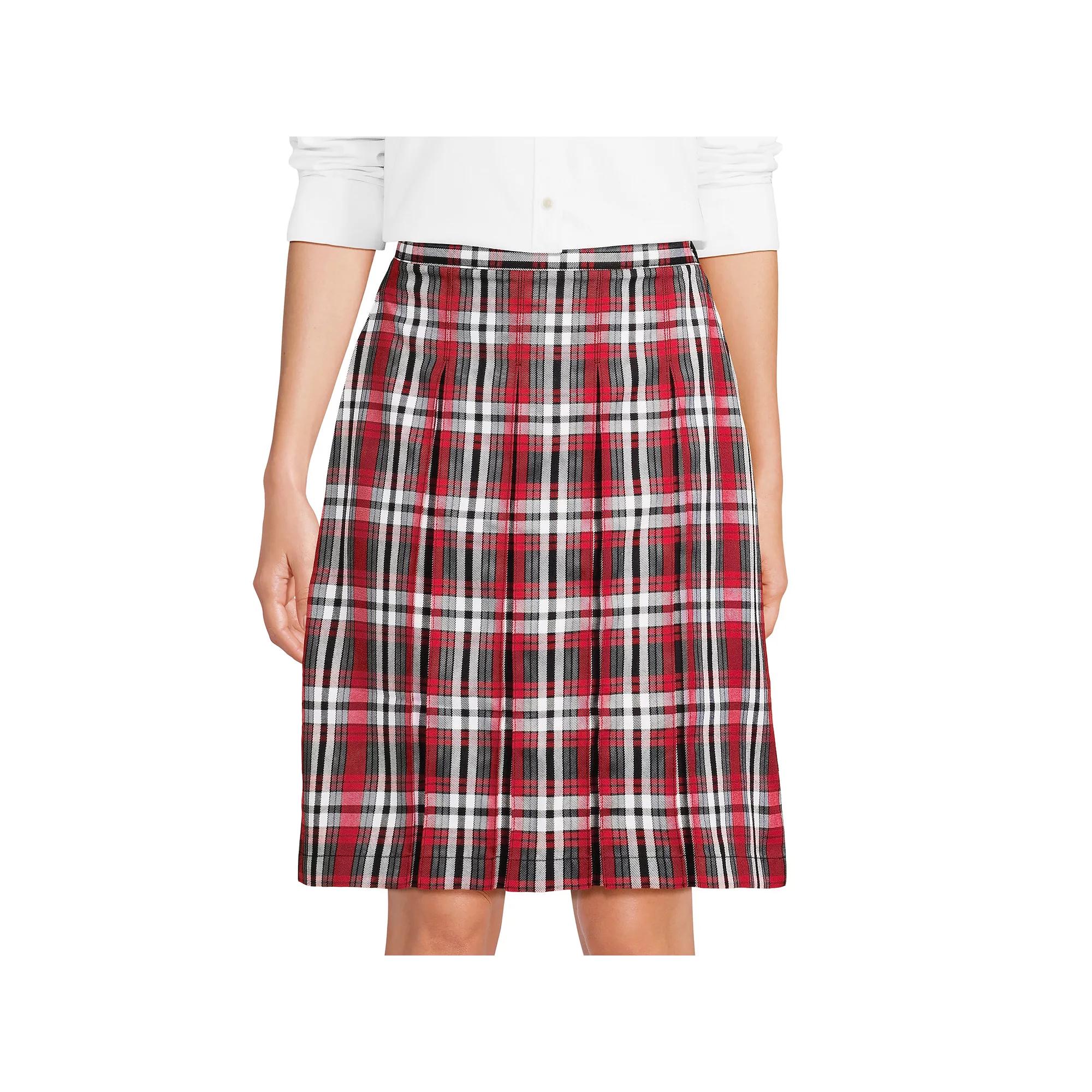 Women's Lands' End School Uniform Plaid Box Pleat Skirt,  Product Image