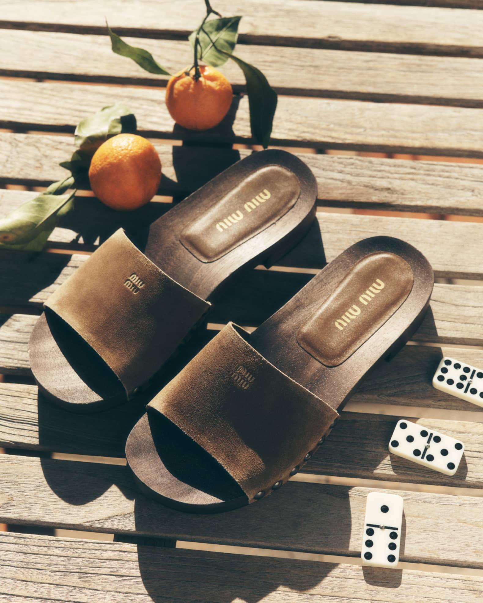 Suede Logo Slide Clogs Product Image