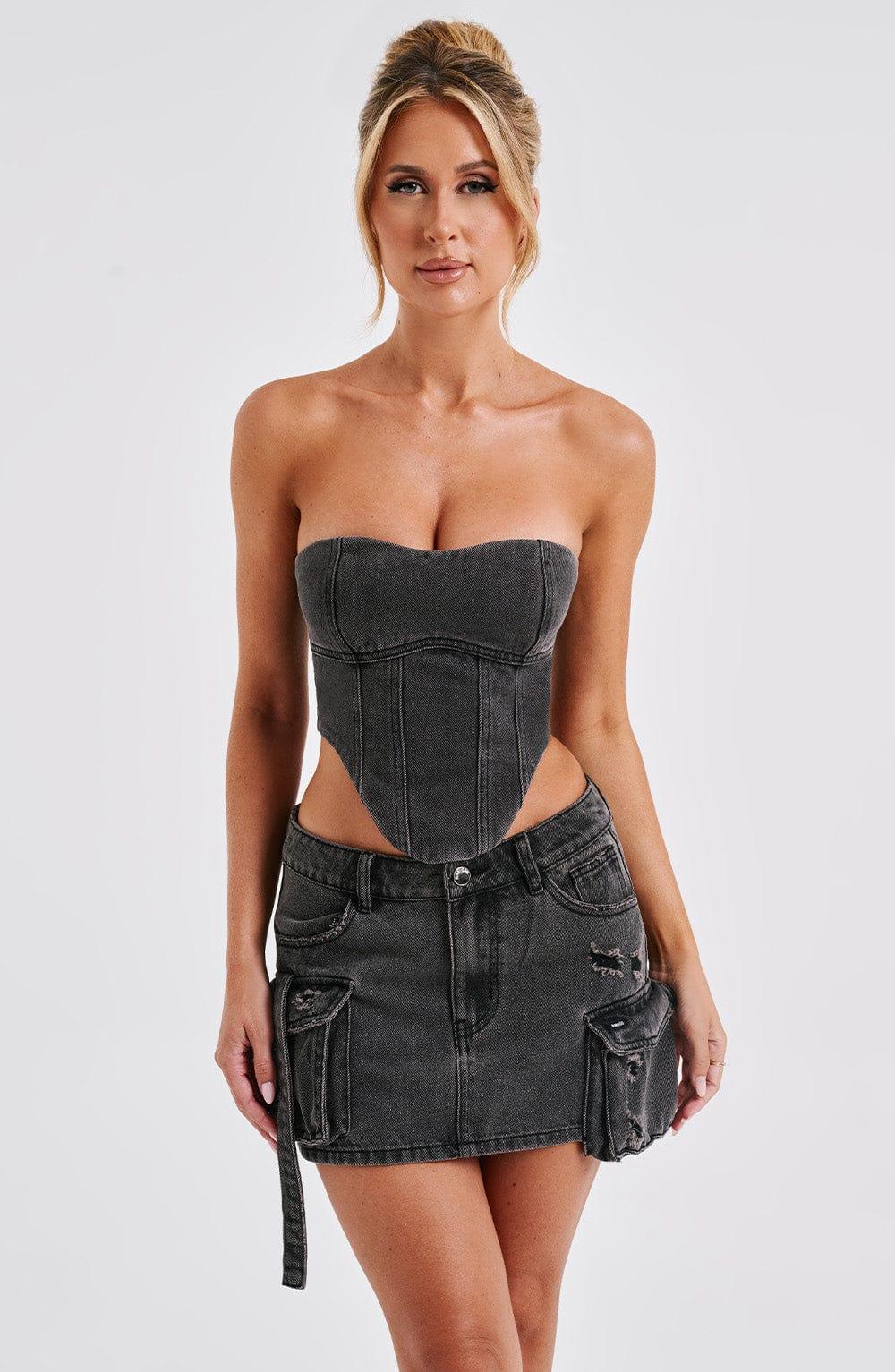 Billie Mini Skirt - Black Wash Product Image