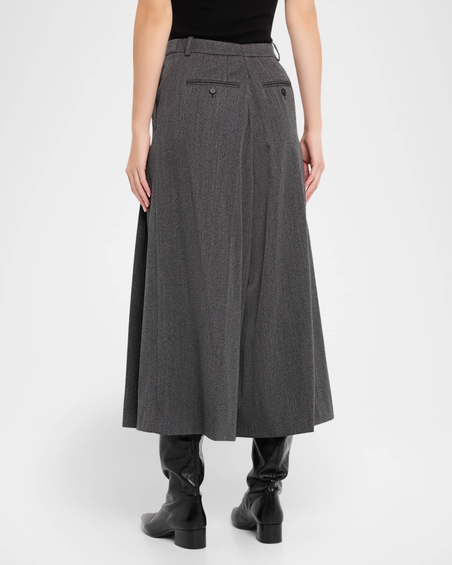 Pleated Twill Wide-Leg Culotte Pants Product Image