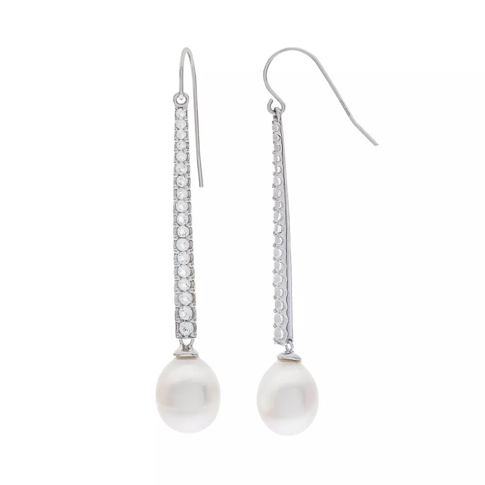 PearLustre by Imperial Sterling Silver Freshwater Cultured Pearl Linear Drop Earrings, Women's, White Product Image