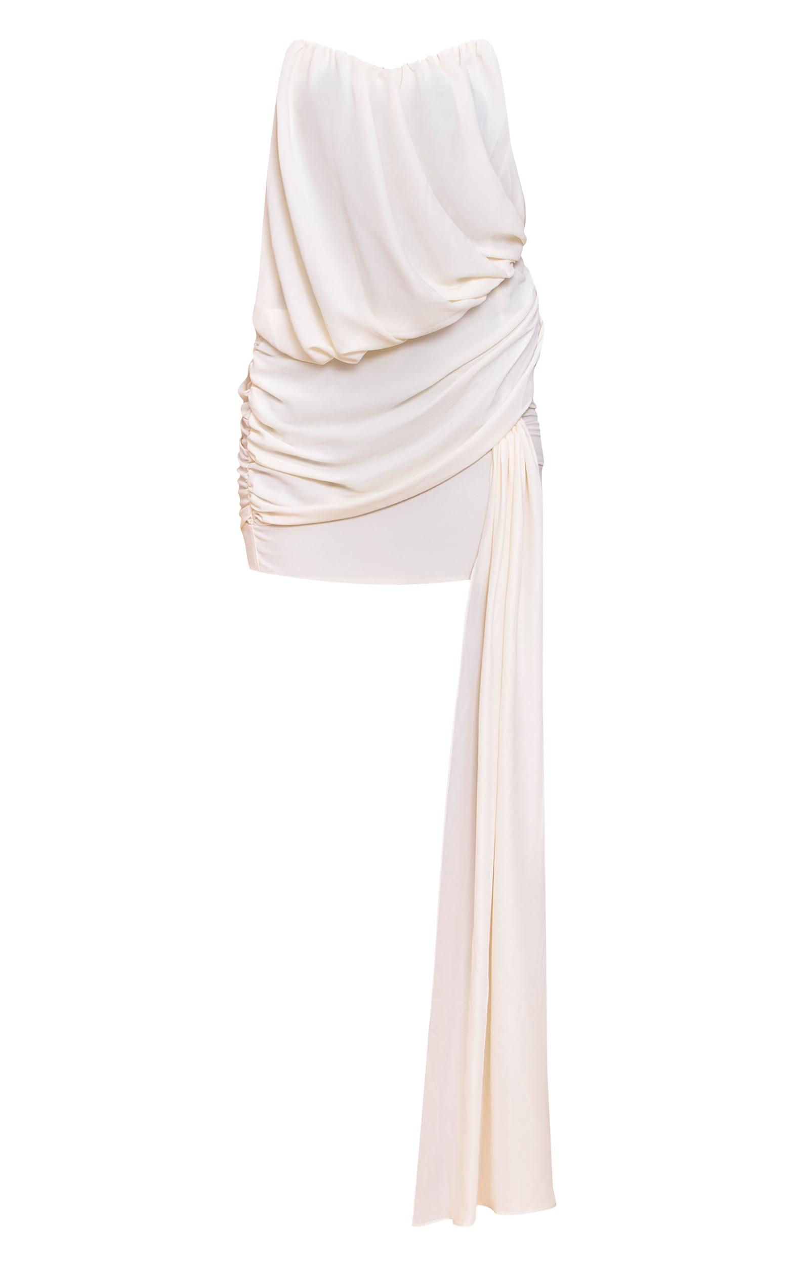 Cream Wired Bandeau Drape Bodycon Dress Product Image