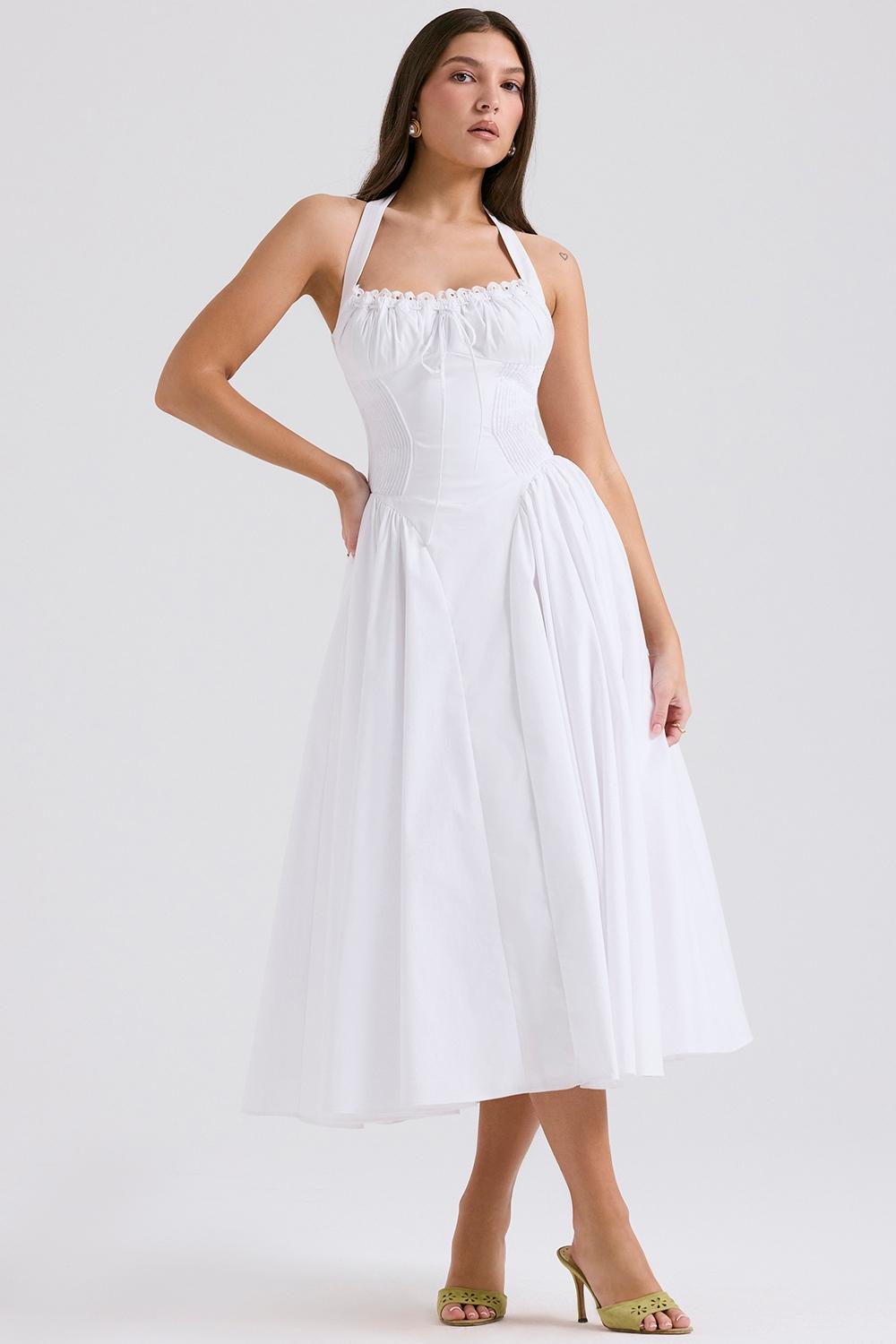 Adabella  white cotton halter sundress Product Image