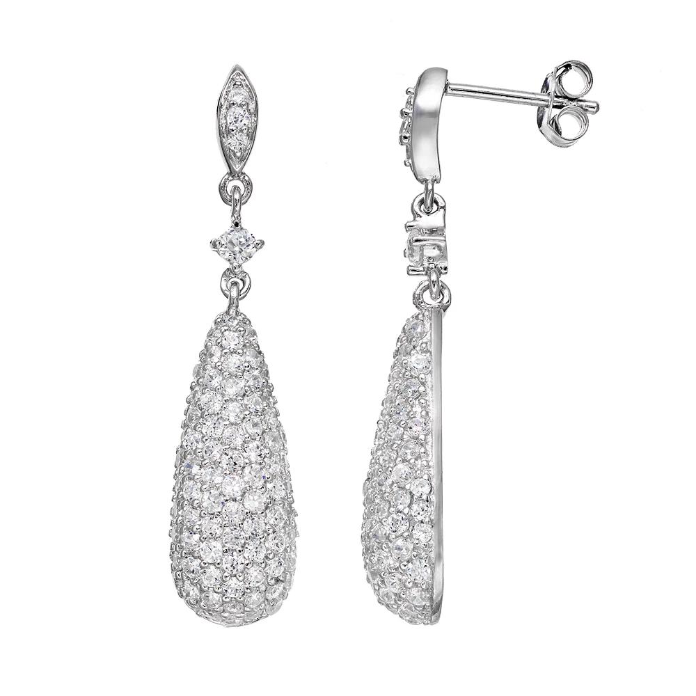 Sophie Miller Cubic Zirconia Sterling Silver Teardrop Earrings, Women's, White Product Image