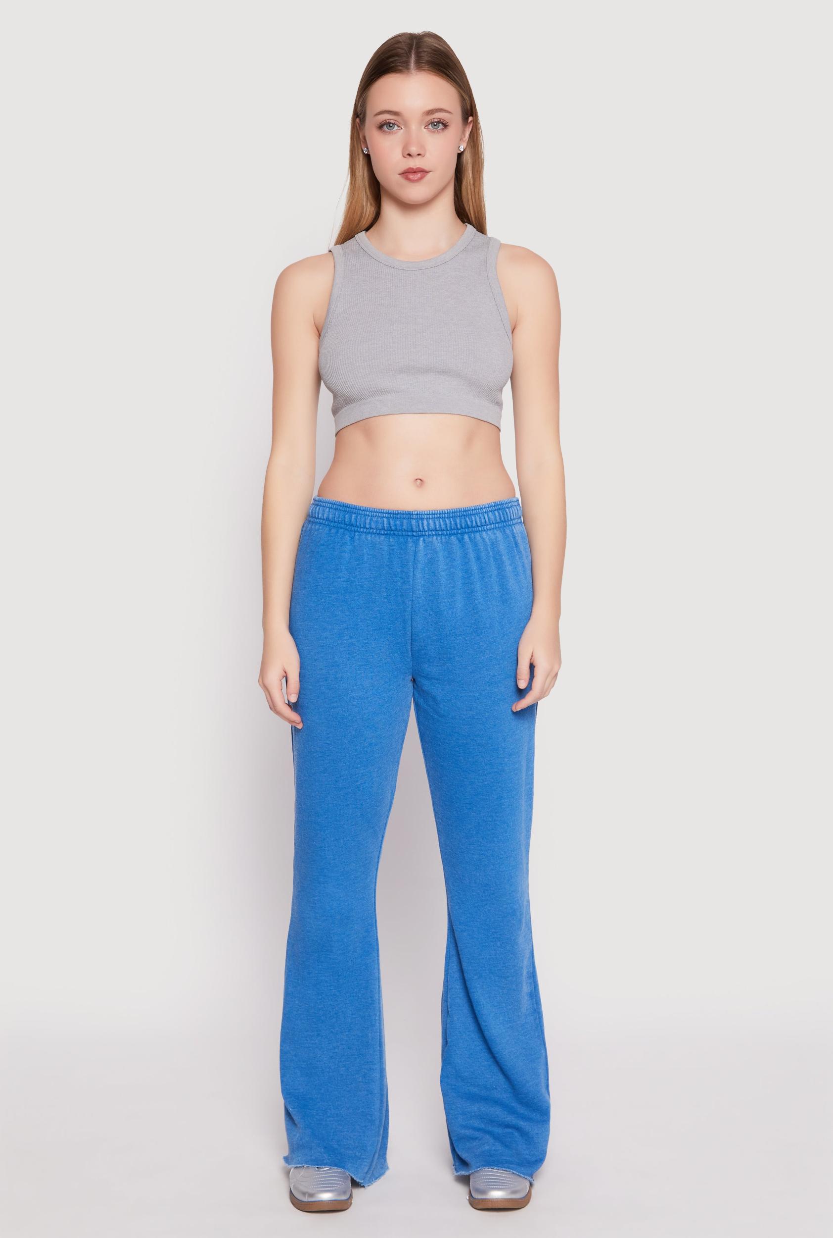 Womens Brushed Knit Acid Wash Flare Sweatpants Product Image