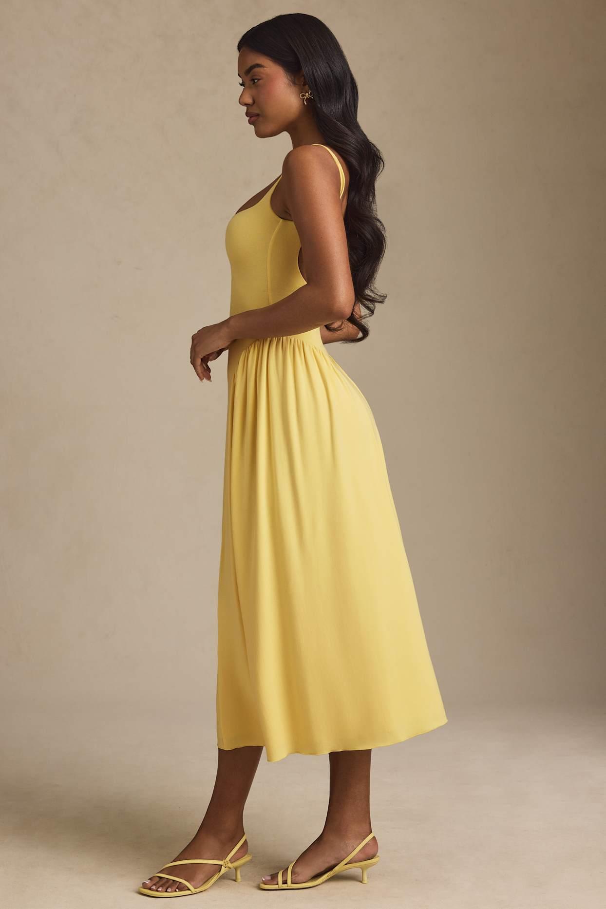 Modal A-Line Midaxi Dress in Pastel Yellow Product Image