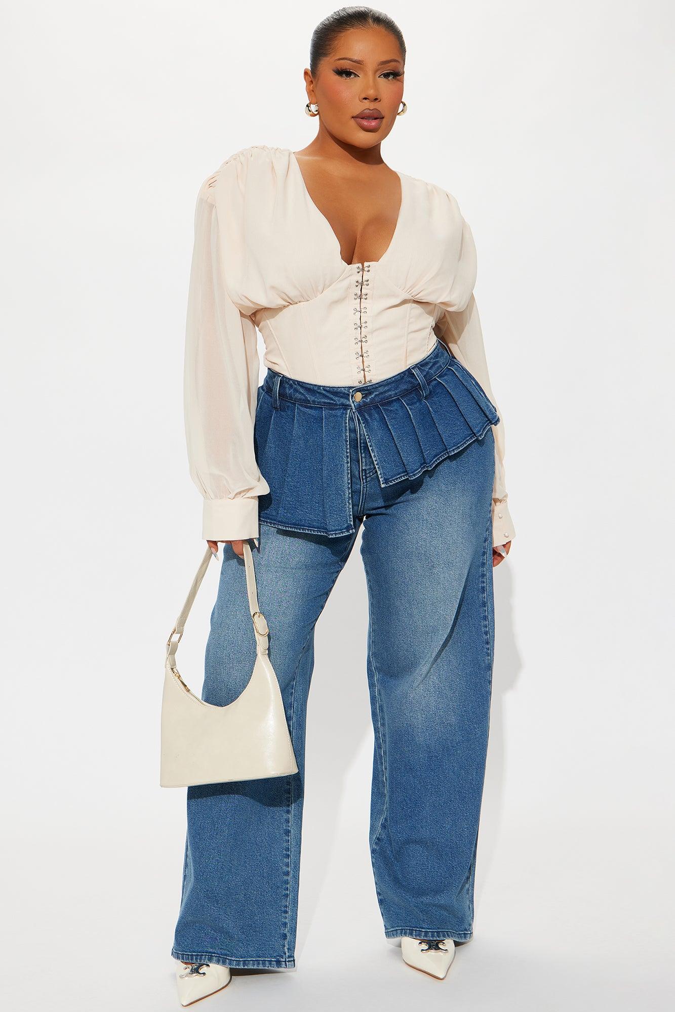 Cute But Psycho Chiffon Corset Top - Cream Female Product Image