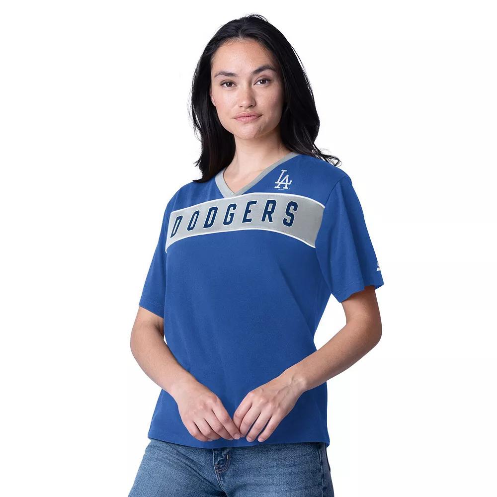 Women's Starter Royal Los Angeles Dodgers Game Day V-Neck T-Shirt, Size: Small, Blue Product Image