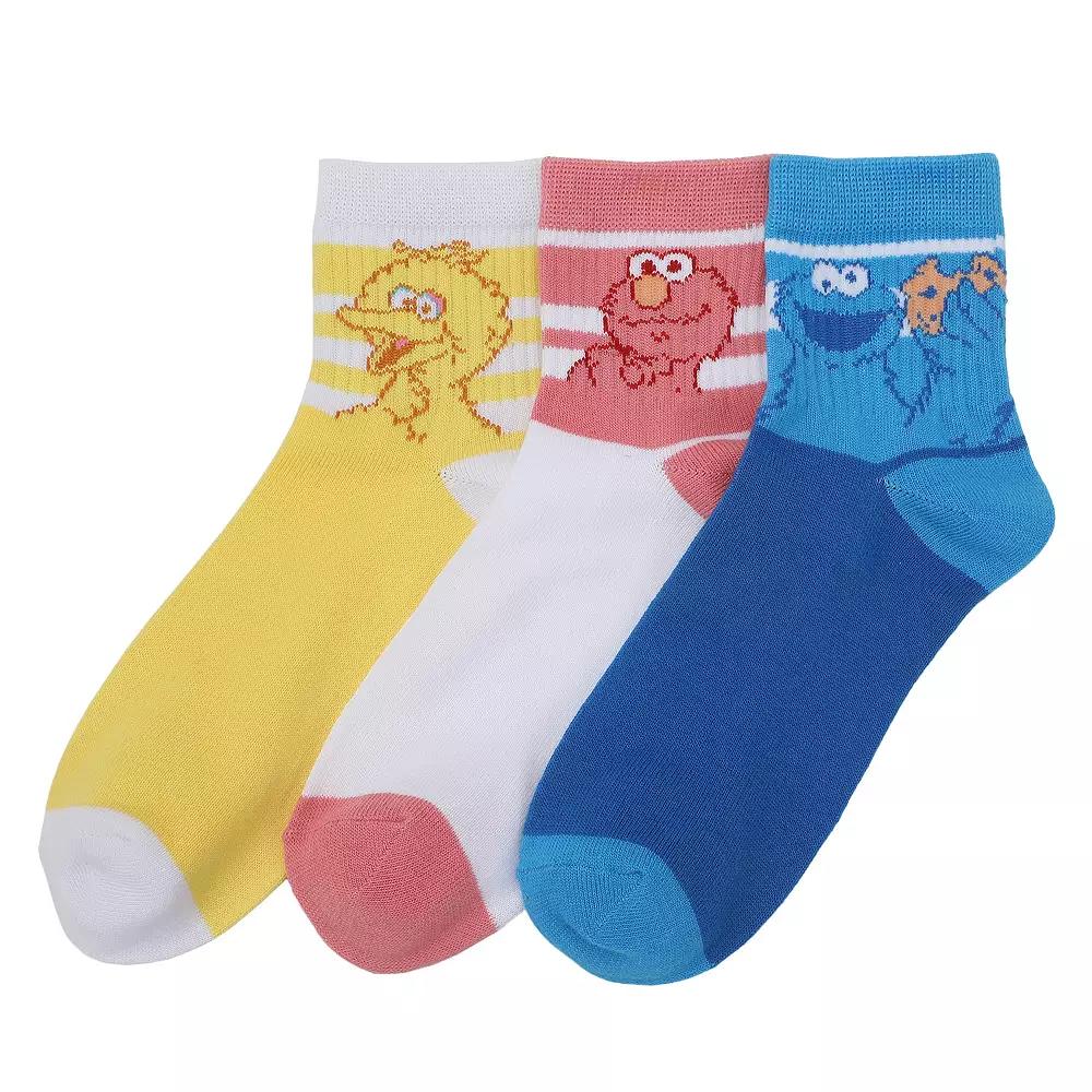 Women's Sesame Street 3-pk. Quarter Crew Socks, Size: 5-10, Sesame Street Ankle Product Image