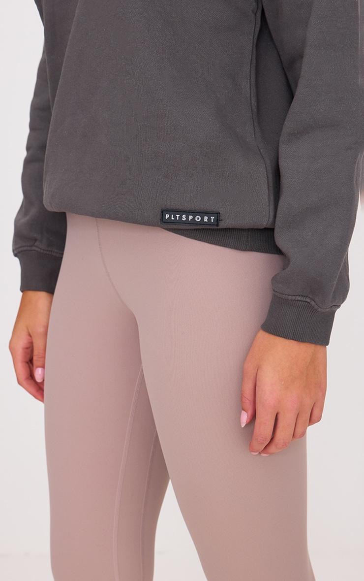 PRETTYLITTLETHING Charcoal Badge Detail Sport Sweatshirt Product Image